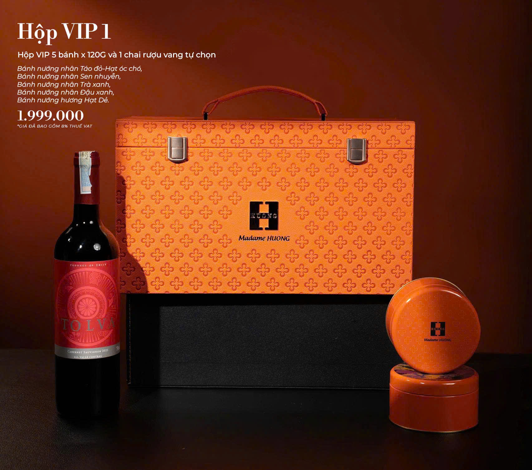 Bánh Trung Thu Madame Hương Hộp VIP Dành cho quà biếu cao cấp.